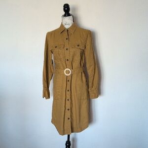 Banana Republic Button-Front Shirt Dress in Mustard